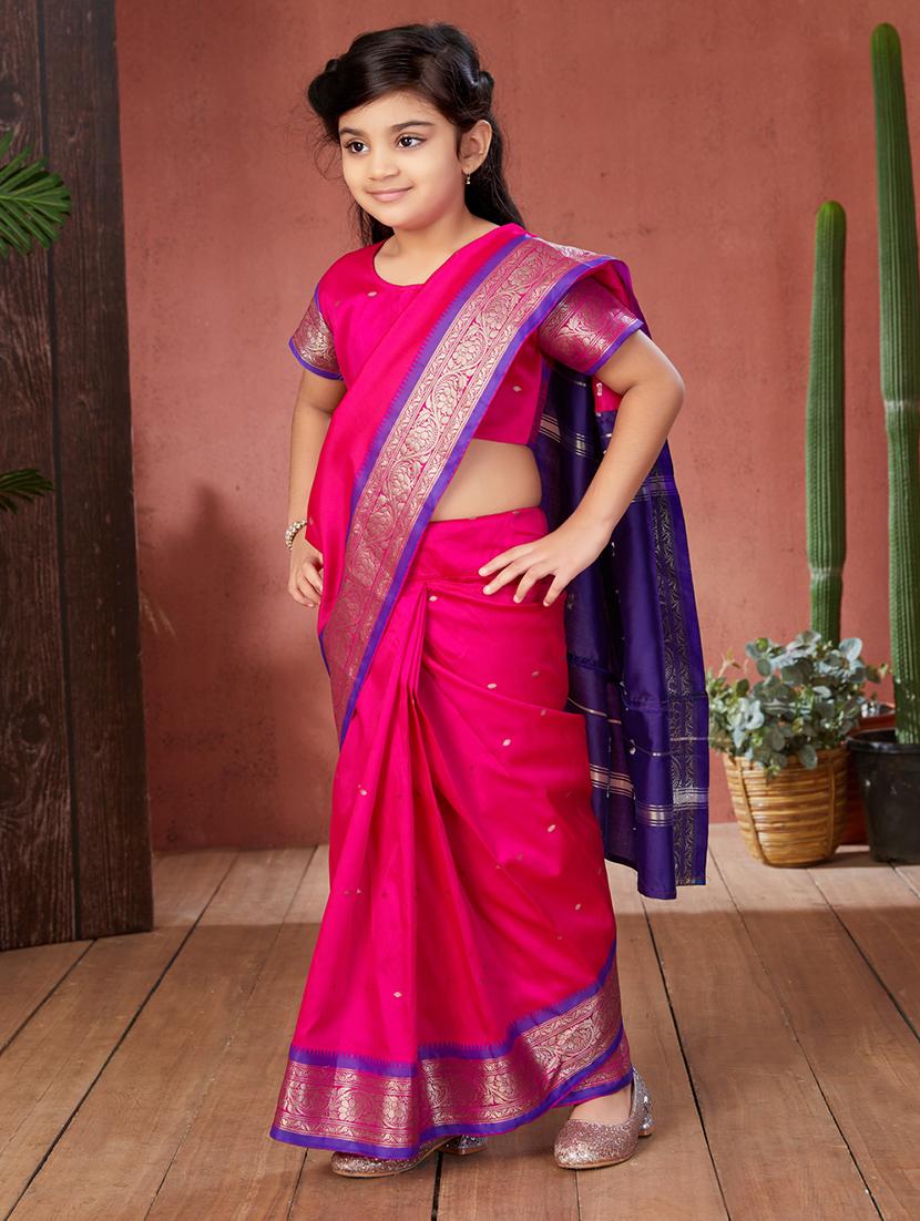 girls self design ready to wear ethnic saree - 21538511 - Standard Image - 2