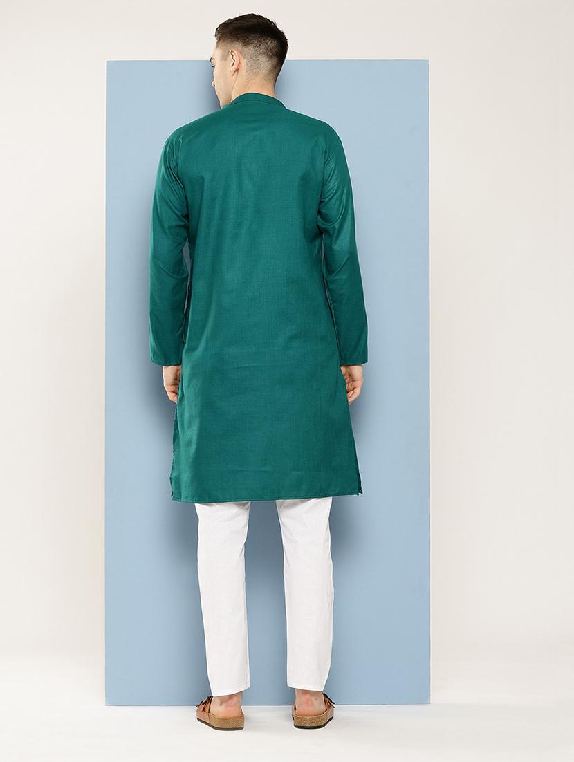 men solid mandarin neck kurta pyjama ethnic wear set - 21538517 - Standard Image - 2