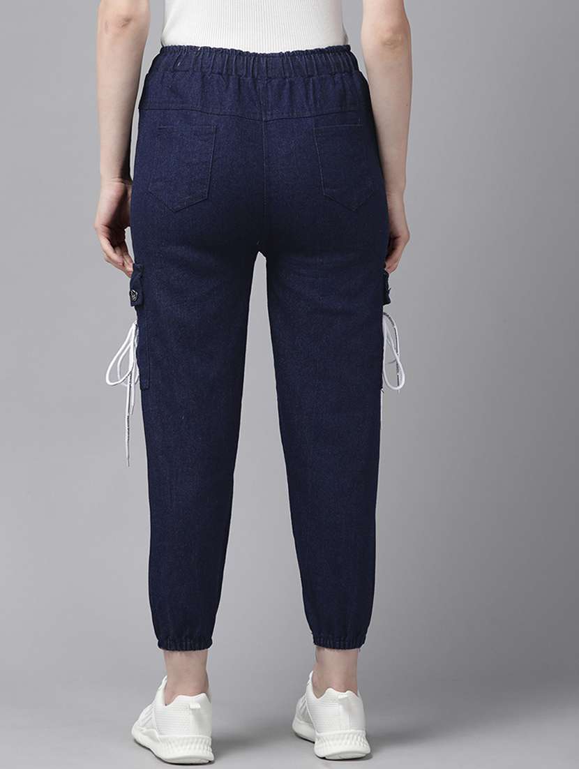 women solids denim joggers - 21538553 -  Standard Image - 2