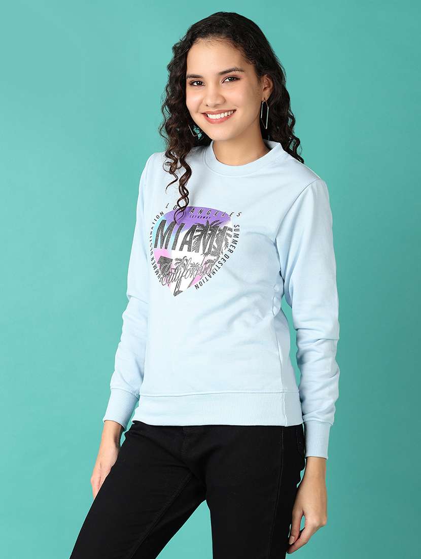 Women Front Print Long Sleeve Sweatshirt - 21538588 -  Standard Image - 2