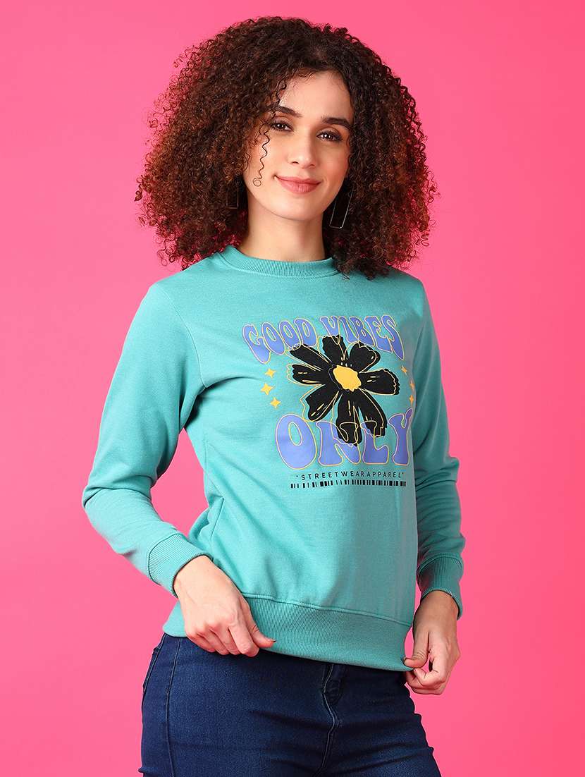women front print long sleeves sweatshirt - 21538589 -  Standard Image - 2