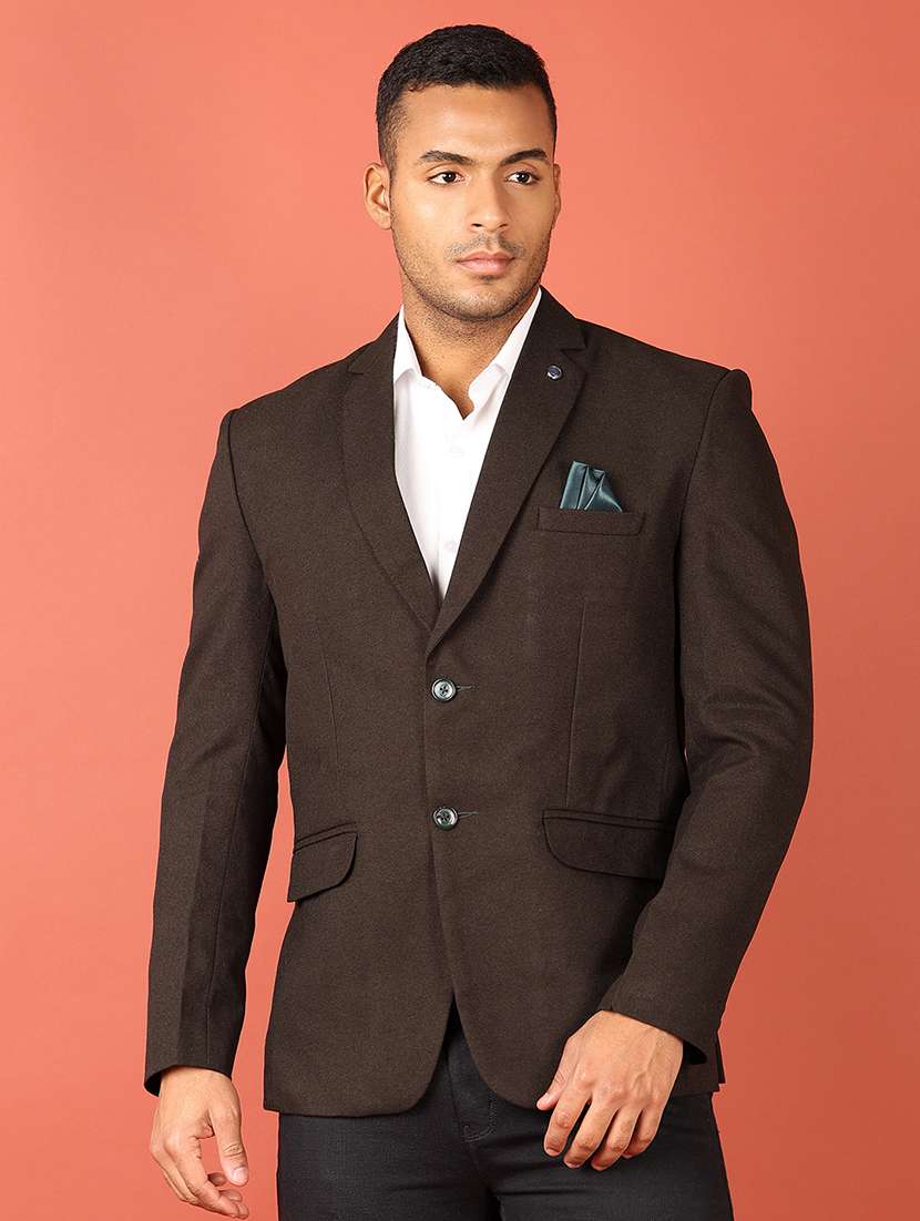 green cotton single breasted formal blazer