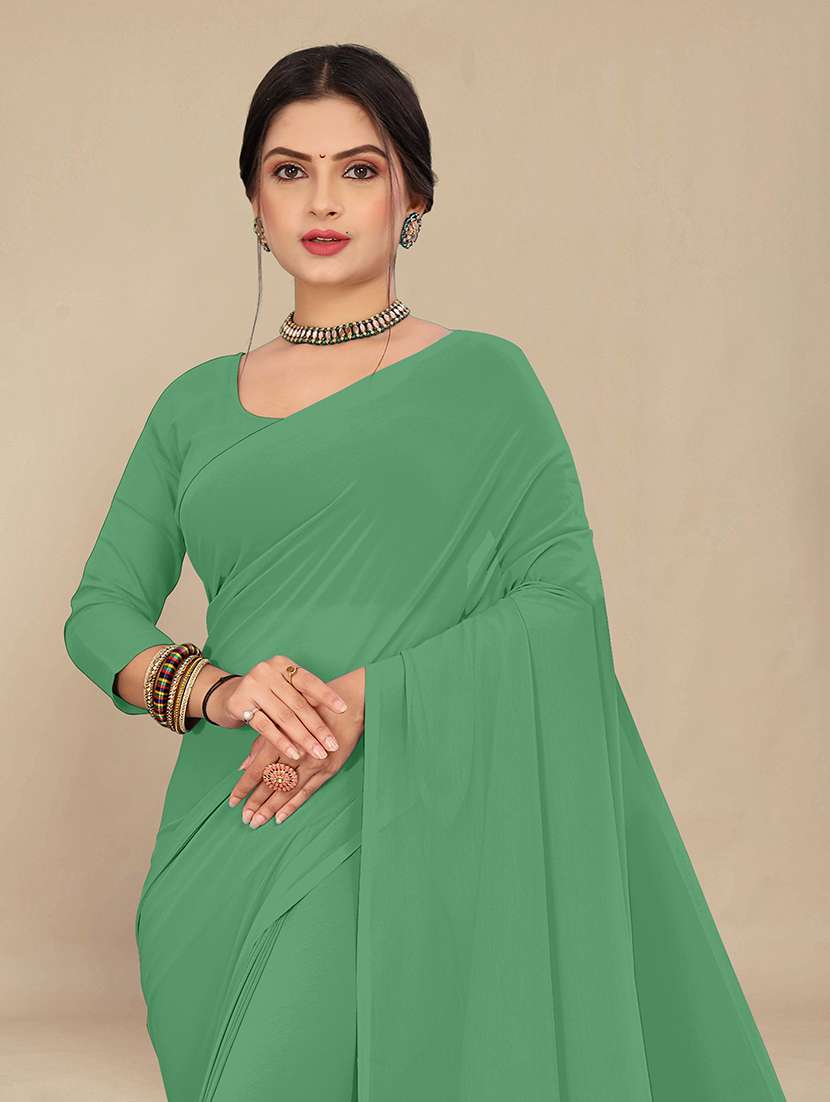 women neo mint plain saree - 21539055 -  Standard Image - 2