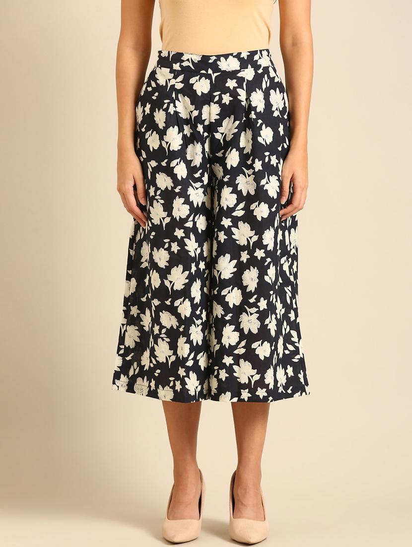 women printed flat front culottes - 21539060 - Zoom Image - 0