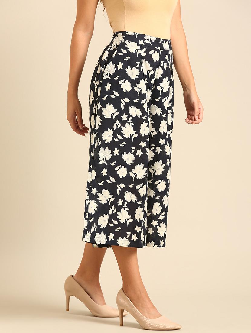 women printed flat front culottes - 21539060 - Standard Image - 2