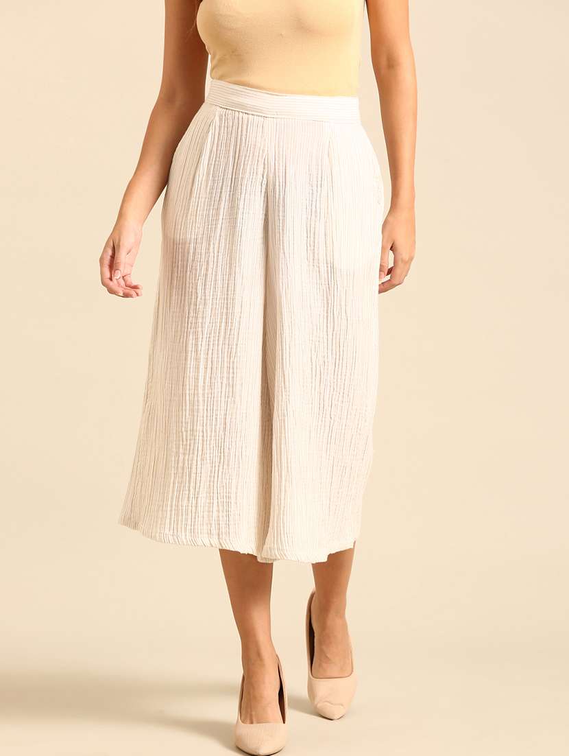 women self design flat front culottes