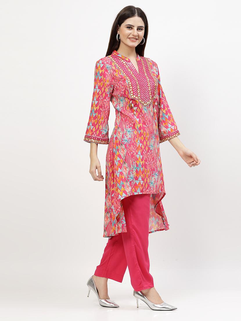 women embroidered detailed kurta pant set - 21539116 - Standard Image - 2