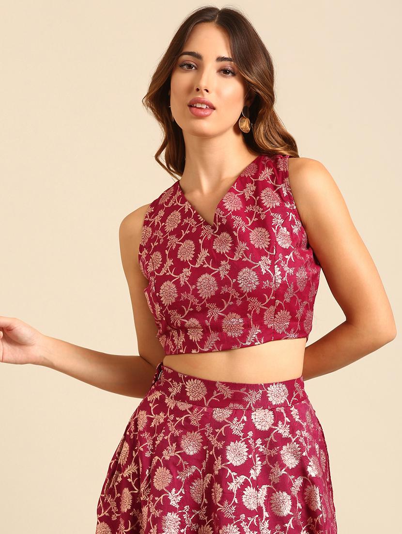 women magenta self design stitched blouse - 21539118 - Standard Image - 2