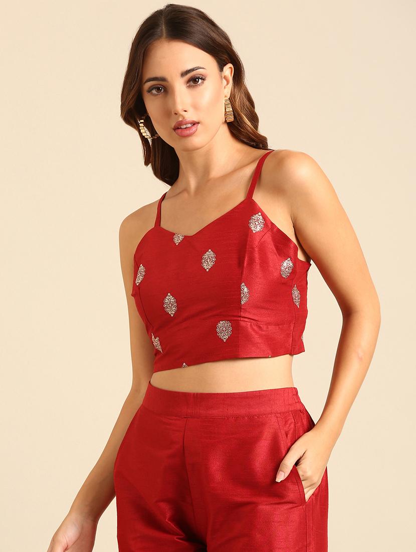women self design shoulder strap blouse - 21539122 - Standard Image - 2