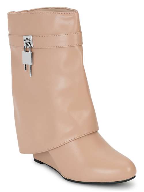 women solid nude ankle boots - 21539158 -  Standard Image - 0