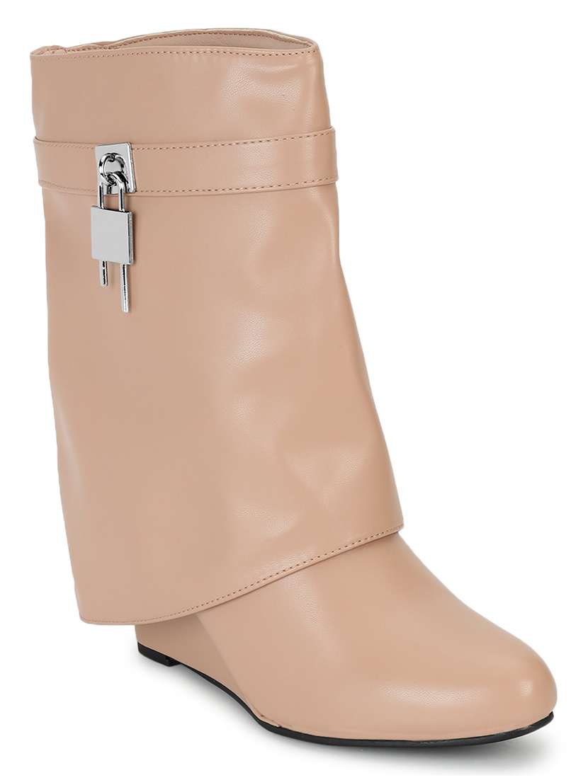 women solid nude ankle boots