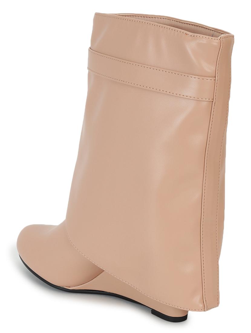 women solid nude ankle boots - 21539158 - Standard Image - 2