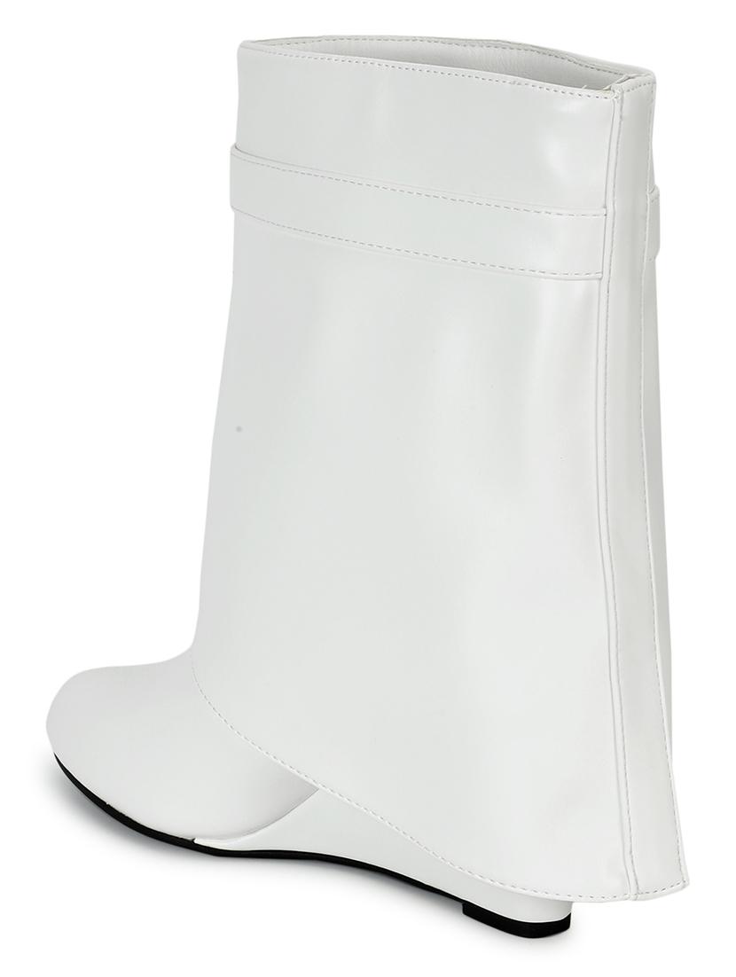 women solid white ankle boots - 21539159 - Standard Image - 2