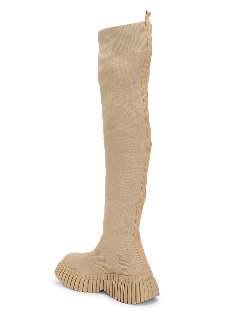 women solid knee length boots - 21539164 - Standard Image - 2