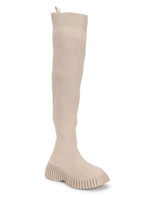 women solid knee length boots - 21539165 - Standard Image - 0