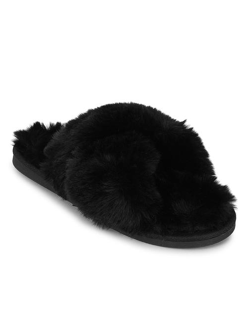 women solid black slides - 21539205 - Standard Image - 0