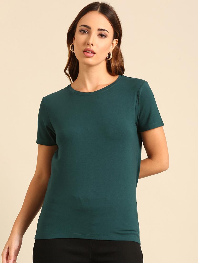 women round neck plain t-shirt - 21539440 - Zoom Image - 0