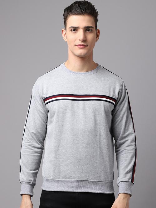 men striped printed round neck sweatshirt - 21539846 - Standard Image - 0