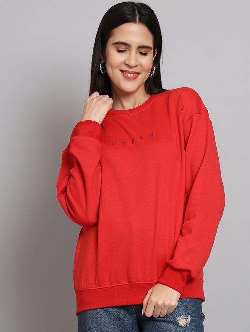 women long sleeves chest print sweatshirt - 21539922 - Standard Image - 0