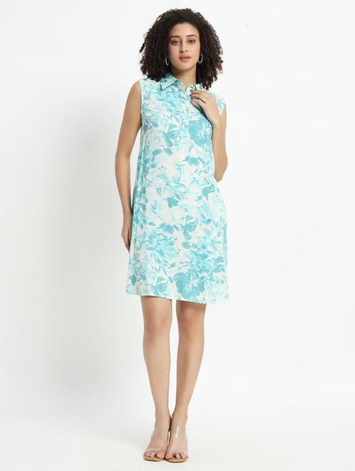 women floral printed collared straight dress - 21539958 -  Standard Image - 0