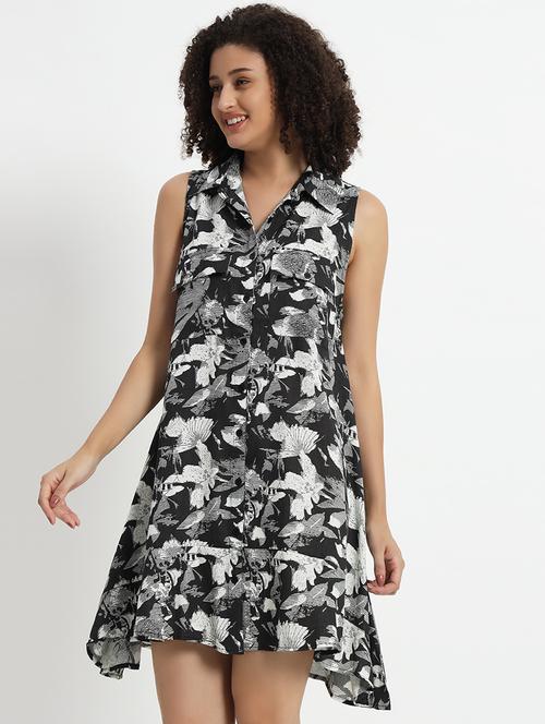 women floral printed collared a-line dress - 21539962 -  Standard Image - 0