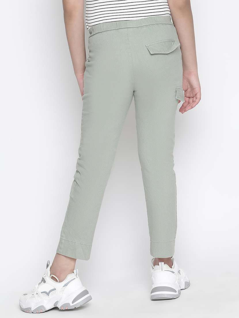 girls green solid casual trouser - 21540000 -  Standard Image - 2