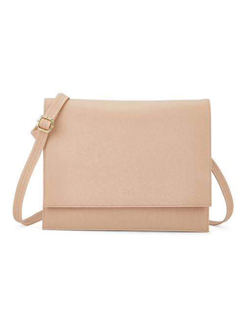 globus women light beige vegan leather solid sling bag with detachable strap - 21541618 - Standard Image - 0