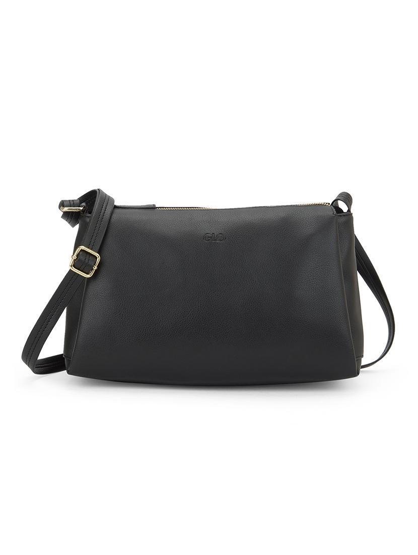 globus women black vegan leather textured rectangular sling bag with adjustable strap - 21541620 - Zoom Image - 0