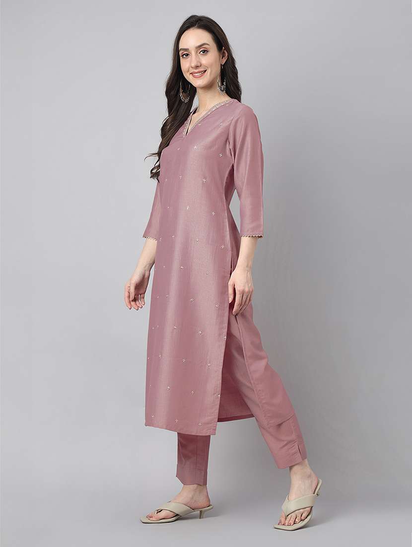 women v neck kurta pant set with dupatta - 21541654 - Standard Image - 2