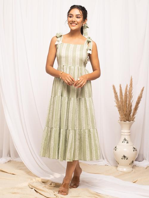 women printed sleeve tiered dress - 21541657 - Standard Image - 0