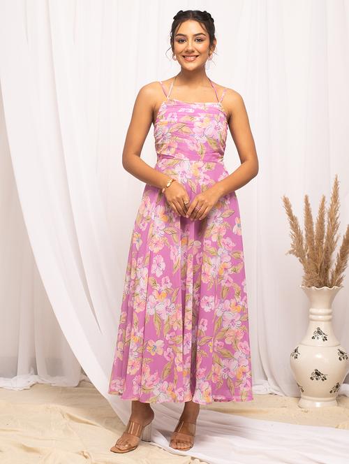 women floral printed sleeveless fit & flare dress - 21541664 - Standard Image - 0