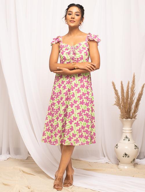women floral printed sweetheart neck a-line dress - 21541668 -  Standard Image - 0