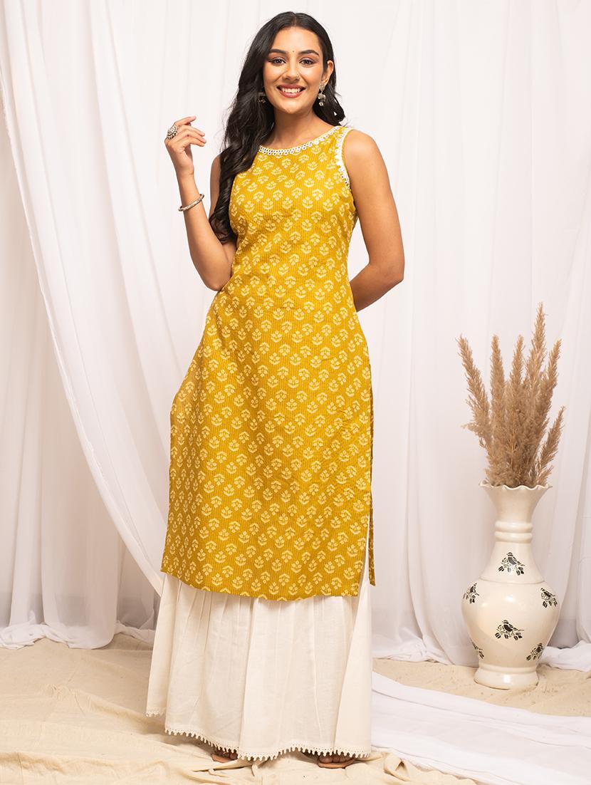women printed sleeveless straight kurta - 21541678 -  Zoom Image - 0