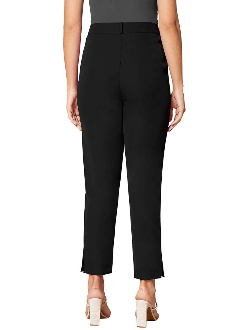 women solid regular fit tailored trouser - 21542365 - Standard Image - 2
