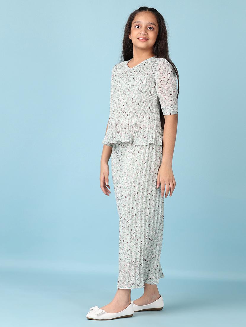 girls floral printed casual wear full length set - 21542611 - Standard Image - 2