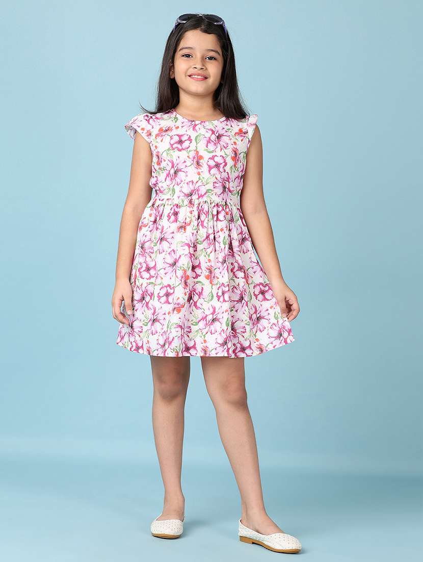girls printed round neck cotton frock - 21542664 -  Standard Image - 2