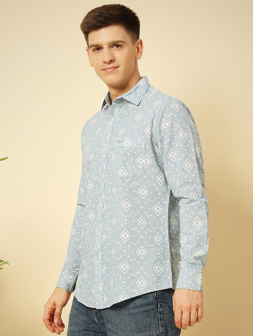 blue cotton casual shirt - 21542998 -  Zoom Image - 0