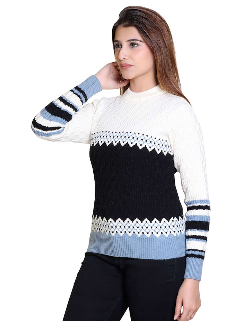 women color blocked long sleeves pullover - 21543033 - Standard Image - 2