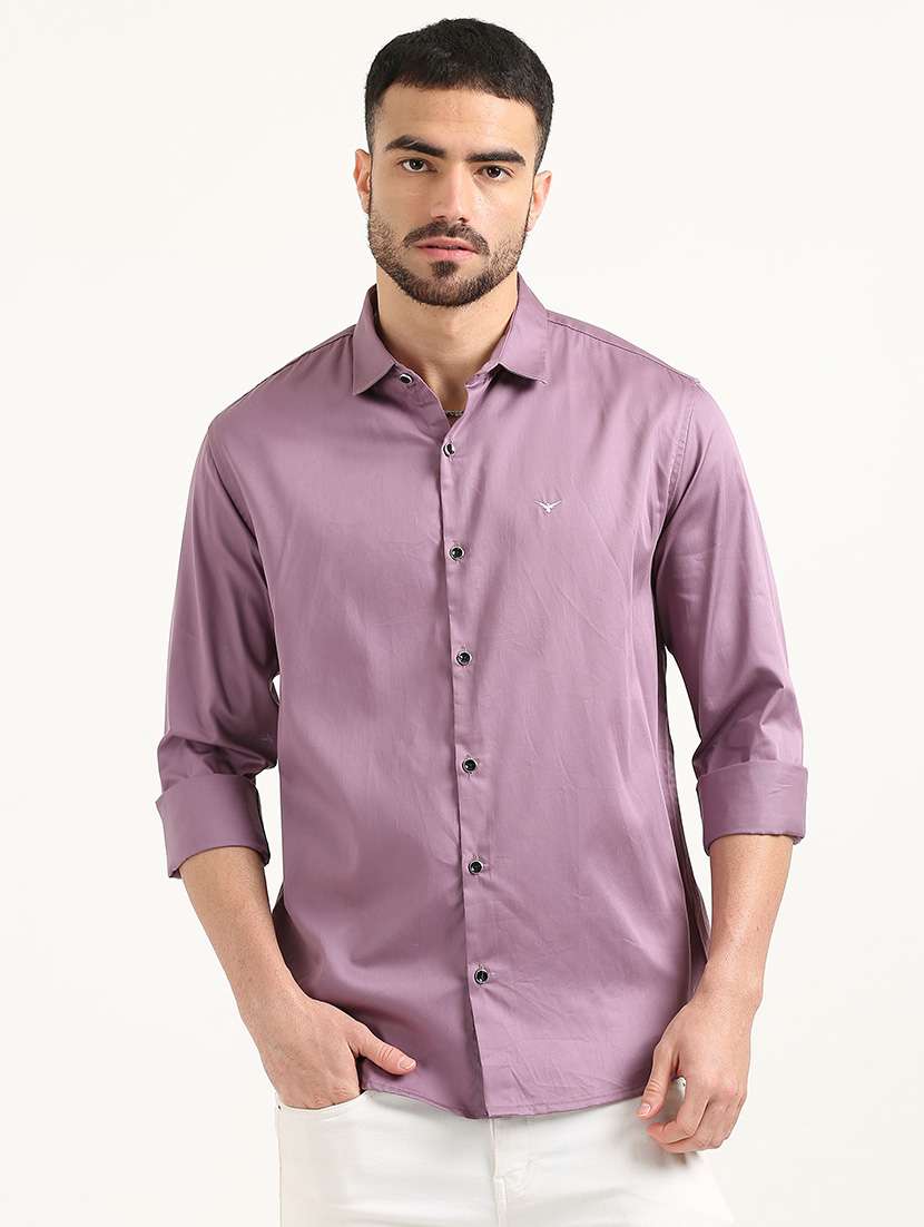 men solid long sleeve casual shirt