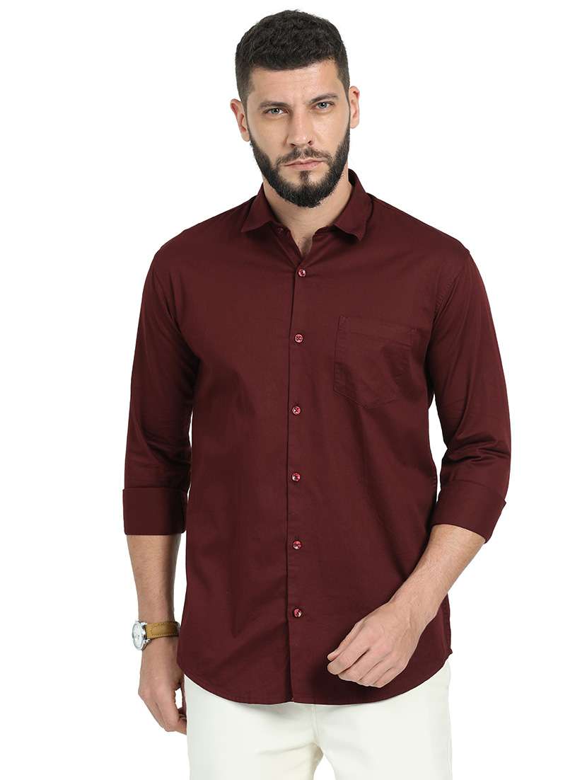 men solid long sleeve casual shirt
