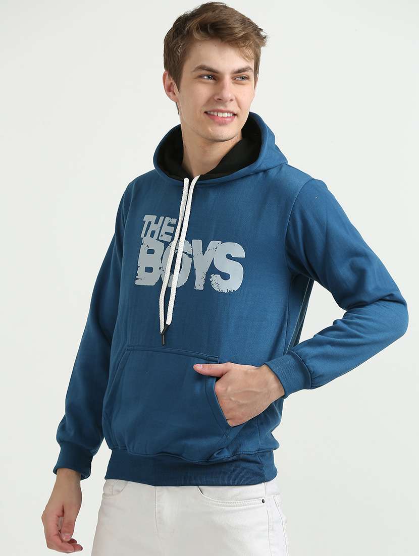 men front print hood neck sweatshirt - 21544293 -  Standard Image - 2