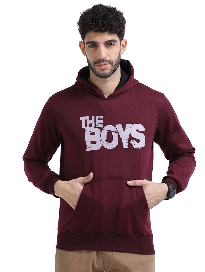 men chest print hooded sweatshirt