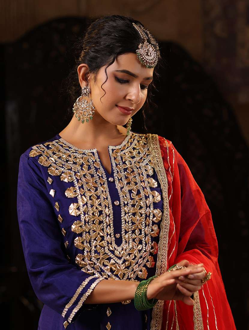 women gota patti kurta pant with dupatta suit set - 21544558 - Standard Image - 2