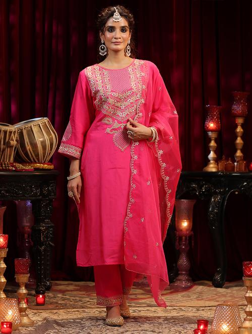 women embroidered kurta pant with dupatta suit set - 21544586 -  Standard Image - 0