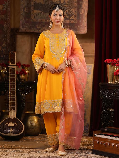 women zari embroidered suit set - 21544607 -  Standard Image - 0