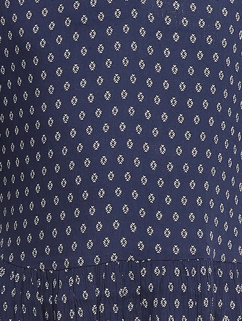 girls navy blue printed a-line dress - 21544658 -  Standard Image - 2