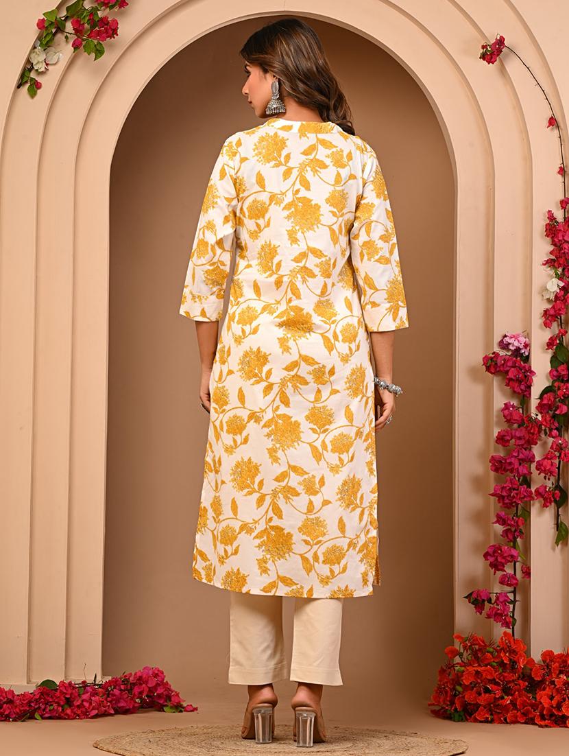 women printed mandarin collared straight kurta - 21544681 - Standard Image - 2