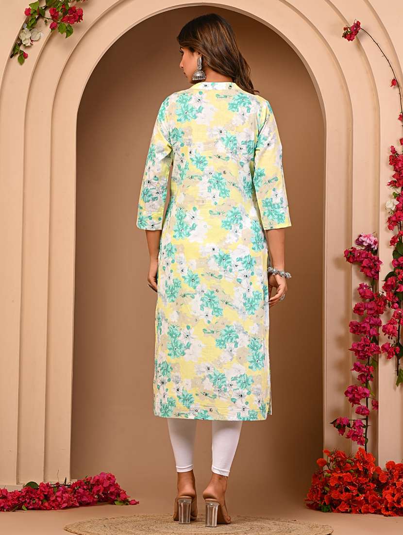 women three quarter sleeve straight kurta - 21544683 - Standard Image - 2