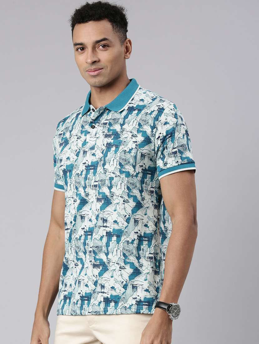 men all over print short sleeve polo t-shirt - 21544715 -  Standard Image - 2