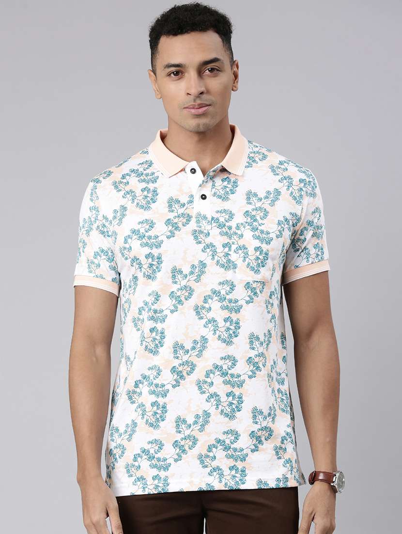 men all over print short sleeve polo t-shirt